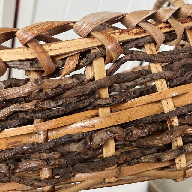 Vintage 11” Hand-Woven Grapevine Gathering Basket - Signed Br For Sale - Image 9 of 12