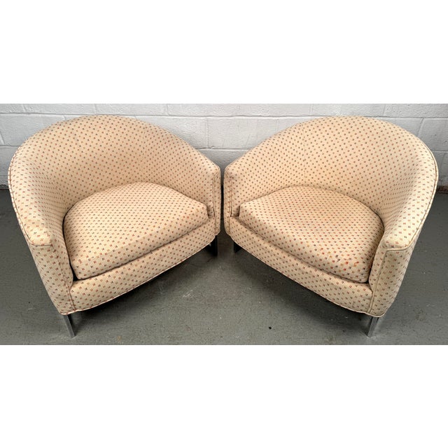 Mid-Century Modern Mid 20th Century Pair of Chrome Strap Barrel Lounge Chairs Attributed to Finn Andersen for Selig For Sale - Image 3 of 16