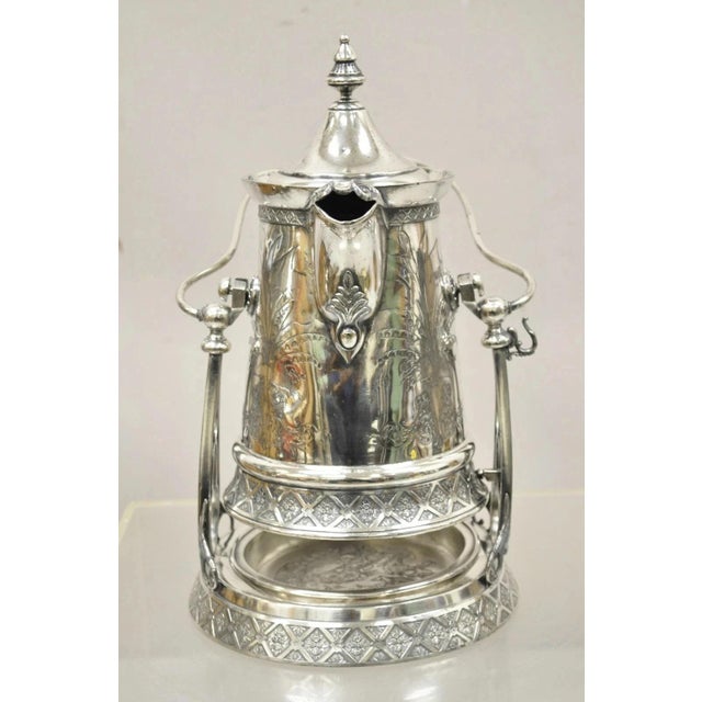 Antique Wilcox Silver Plate Co Victorian Porcelain Lined Tilting Coffee Tea Pot For Sale - Image 10 of 12