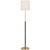 Modern Thomas O'Brien by Visual Comfort Signature Bryant Wrapped Floor Lamp in Hand-Rubbed Antique Brass and Chocolate Leather with Linen Shade For Sale - Image 3 of 3