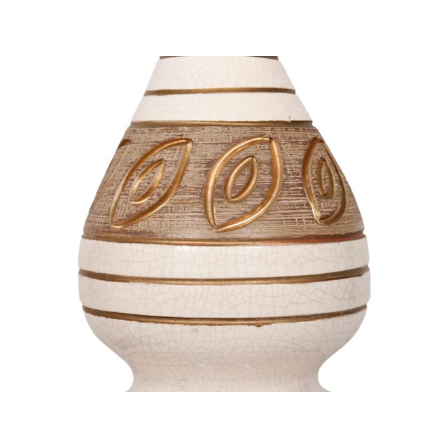 Mid-Century Modern Mid Century Gold & White Ceramic Table Lamps - a Pair For Sale - Image 3 of 6