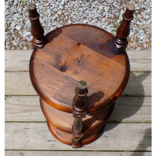 Vintage Ethan Allen Old Tavern Collection Pine 3 Tier Table Plant Stand For Sale - Image 11 of 12