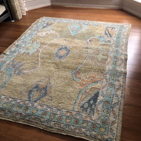 Contemporary Turkish Oushak Rug | 5'8" X 7'3" For Sale - Image 4 of 5