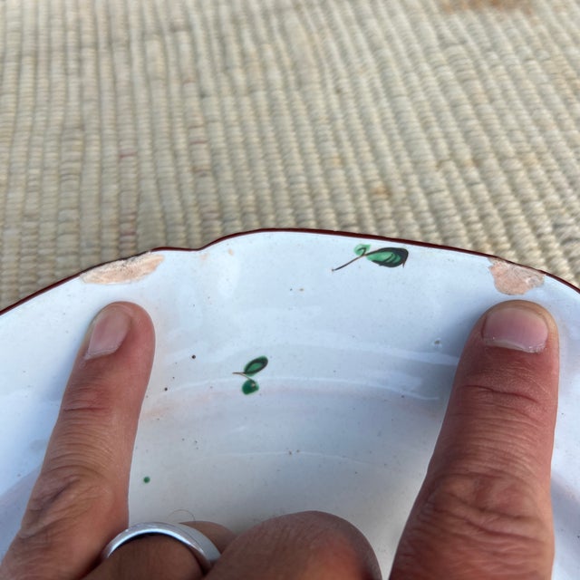 Red Antique 19th Century French Faience Floral Tin Glazed Earthenware Plate For Sale - Image 8 of 12