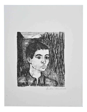 Andre Minaux, Portrait, Original Lithograph, Mid-20th-Century