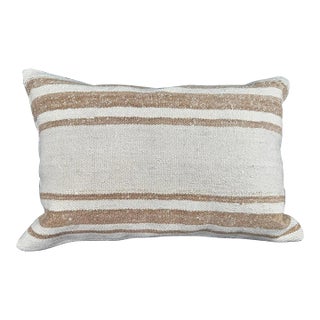 Turkish Hemp Pillow Cushion Natural Beige Brown Pillow Cushion Cover 16" x 24" For Sale