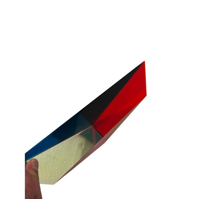 Vasa Velizar Mihich, Hand Signed Dated 1993 Colorful Acrylic Vasa Laminated Lucite Triangle Sculpture, 1993 For Sale - Image 14 of 18