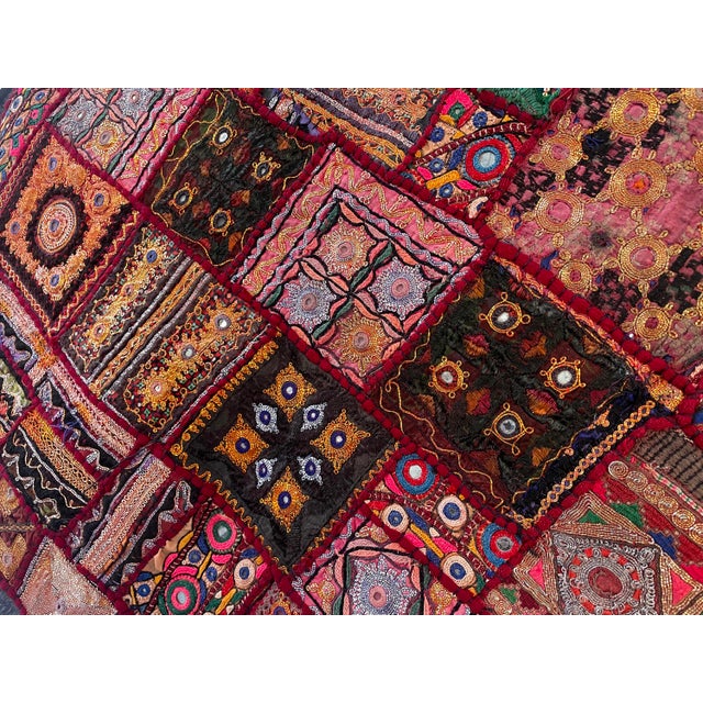 Vintage Patchwork Hand Embroidered Wall Hanging Zari For Sale - Image 4 of 6