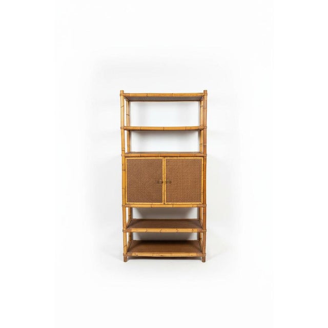 Vintage Bamboo & Rattan Shelving Cabinet For Sale - Image 6 of 6