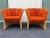 1960's Sculptural Rattan Barrel Chairs in Original Orange Chenille- A Pair For Sale - Image 12 of 12