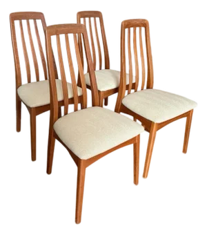 1970s Benny Linden Solid Teak Dining Chairs With New Upholstery - Set of Four
