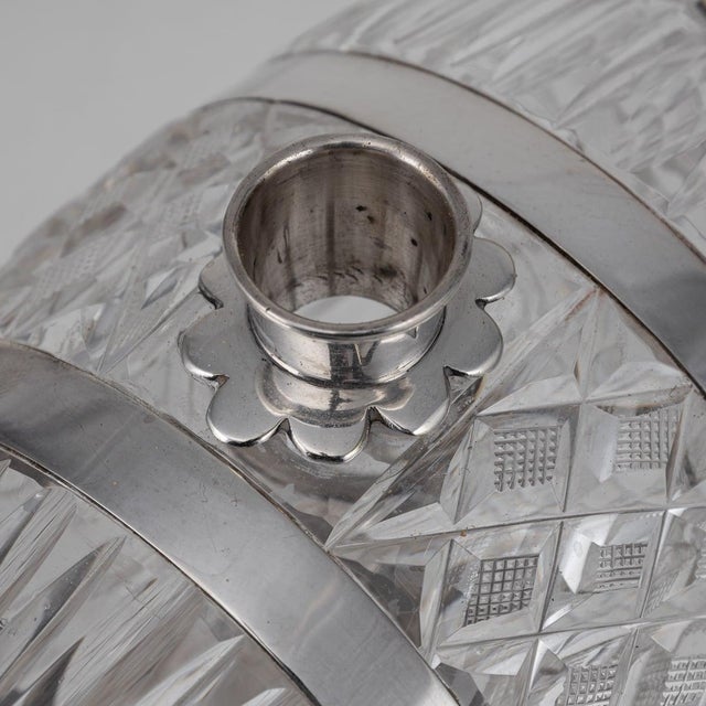 19th Century Victorian Silver Plated & Glass Spirit Barrel from Mappin & Webb, 1890s For Sale - Image 7 of 18
