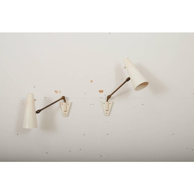 Wall Lamps in White Lacquered Metal, Set of 2 For Sale - Image 9 of 11