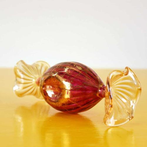Red Blown Glass Decorative Candy with Gold Decorations For Sale - Image 6 of 8