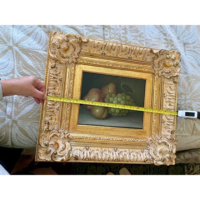 Vintage European-Style Still Life Oil Painting of Fruit, Signed “Therese”, C. 1983, Gilt Frame For Sale In Naples, FL - Image 6 of 7