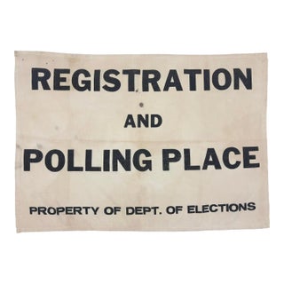 Vintage American Cloth Voting Sign, Election Banner, Patriotic For Sale