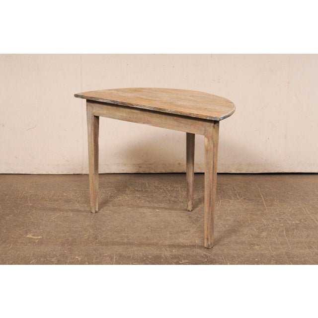 Wood 1970s Swedish Demi-Lune Console Table With Natural Wood Grain For Sale - Image 7 of 10