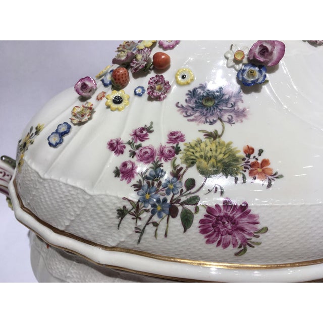 Ceramic Meissen Porcelain Soup Bowl with Flower Decor, 1755 For Sale - Image 7 of 18