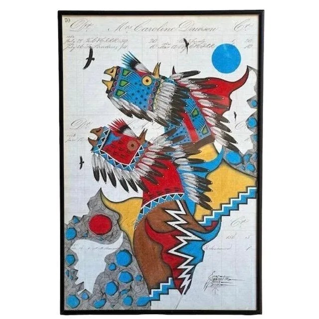 Return of the Thunder Beings Ledger Drawing For Sale In Aspen - Image 6 of 6