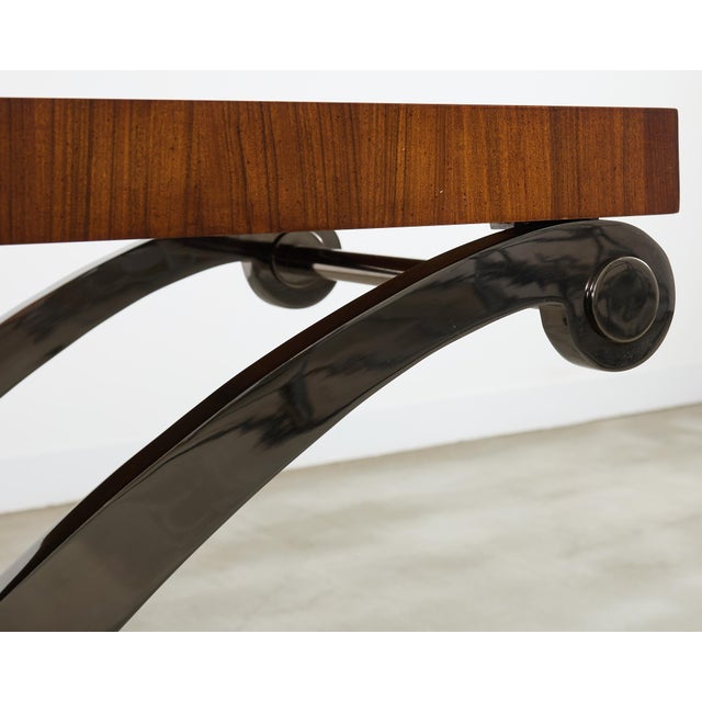Wood Monumental Neoclassical Style Curule Iron Base Console Table For Sale - Image 7 of 12