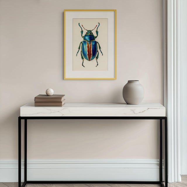 Illustration Vintage Blue Beetle — Natural History Fine Art Print For Sale - Image 3 of 3