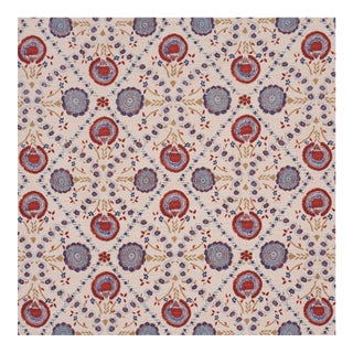 Sample - Schumacher Athena Hand-Screen Print Fabric in Red & Blue For Sale