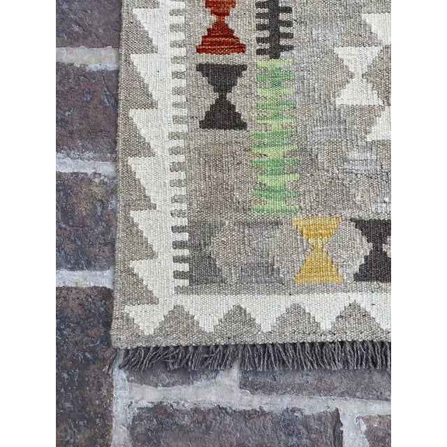 Gray Chobi Kilim Rug - Soft Greys & Earth Tones, 2.8' X 4.1' For Sale - Image 8 of 8