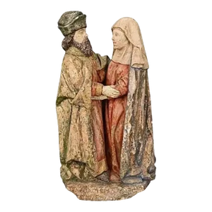 Flemish Polychrome Sculpture of the Meeting of St. Joachim and St. Anna