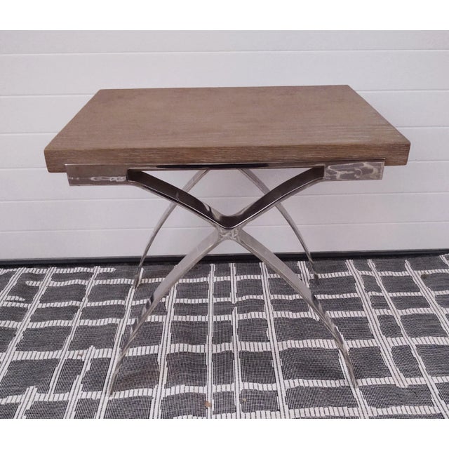 Interlude Home Wood Top and Steel Base Side Table For Sale - Image 4 of 4