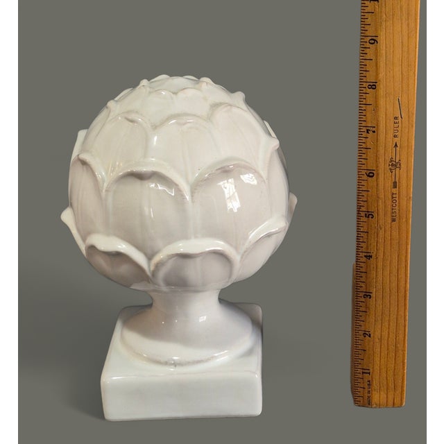 Decorative Ceramic White Artichoke Sculpture For Sale - Image 4 of 6