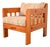 Mid-Century Modern Knotty Pine Lounge Chair With Southwest Upholstery, Circa 1960s For Sale