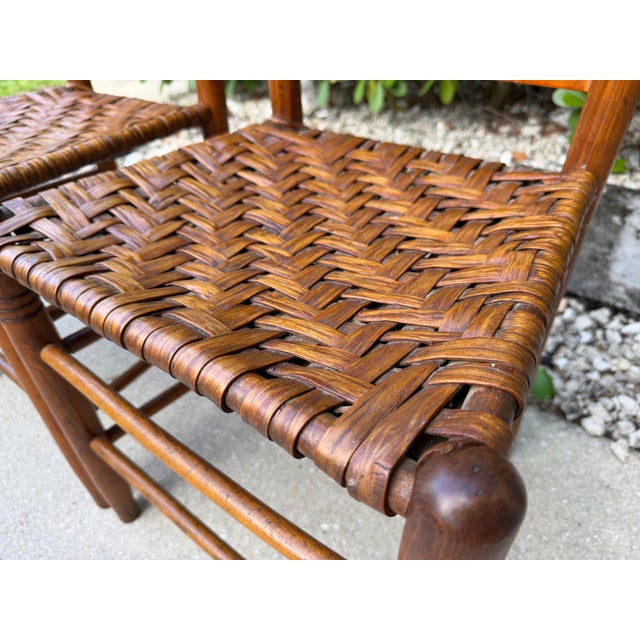 Vintage Ladder Back Side Chairs With Basketweave Rattan Seats, a Pair For Sale - Image 4 of 12