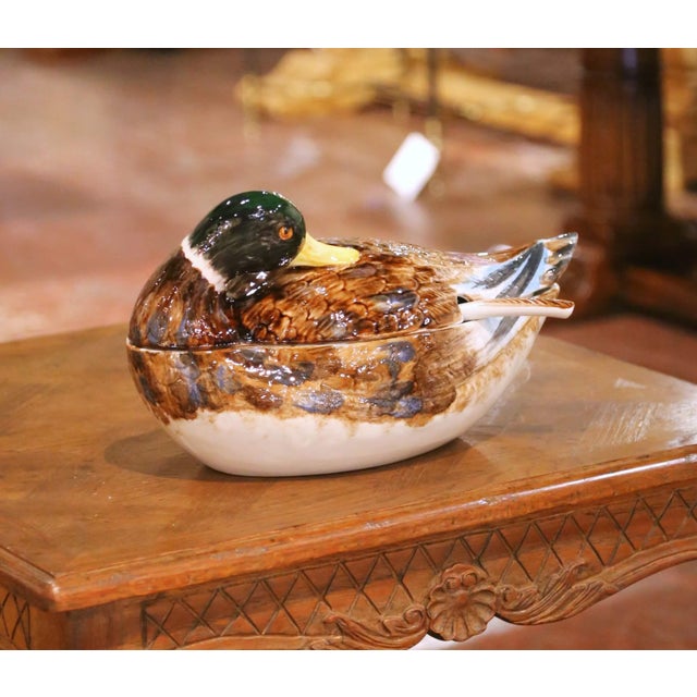 Add a touch of charm and whimsy to your table with this unique style duck-form soup tureen. Crafted in Italy circa 1980,...