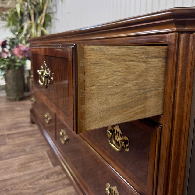 Vintage Drexel Heritage Chippendale Flame Mahogany Lowboy Dresser For Sale - Image 9 of 15