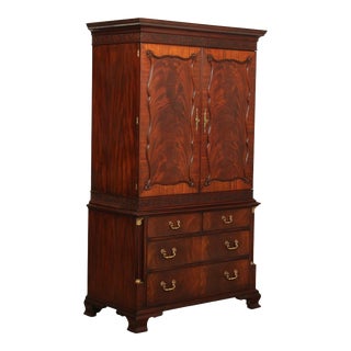 Henkel Harris Chippendale Style Flame Mahogany Armoire For Sale