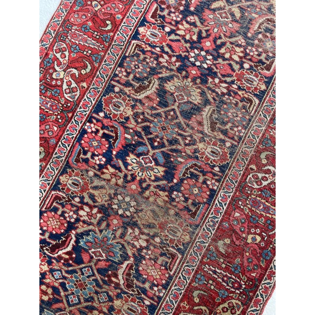 1920's Antique Halvai Bidjar Boteh Border With Lime Green Runner Rug 3.6 X 17.7 For Sale - Image 10 of 12