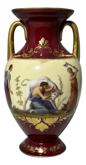 Antique Royal Vienna Hand Painted Vase: Neoclassical Sacrifice Scene