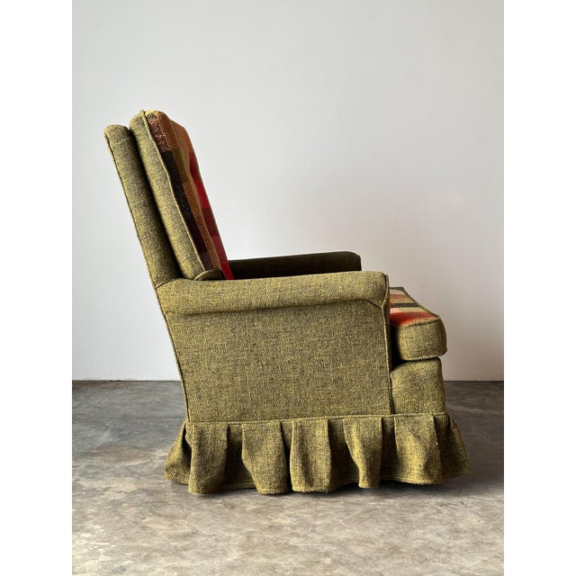Olive Tweed Swivel Rocker With Patchwork Plaid Upholstery, 1970s For Sale - Image 15 of 18