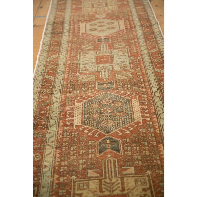 1940s Vintage Persian Karaja Hook & Latch Medallion Wool Rug Runner For Sale - Image 9 of 12