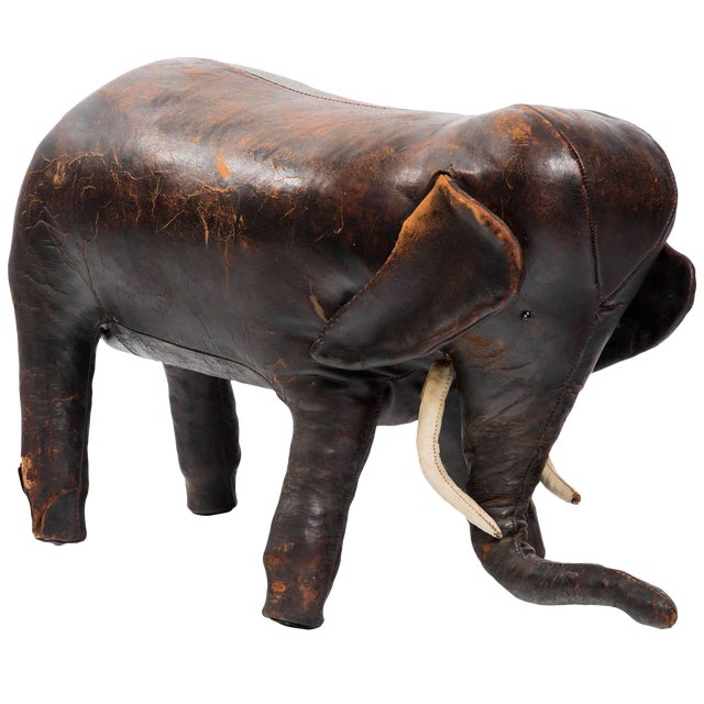 Abercrombie and Fitch Leather Elephant Ottoman Chairish