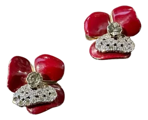 1970s Costume Jewelry Brilliant Red Clip-on Earrings by Valentino