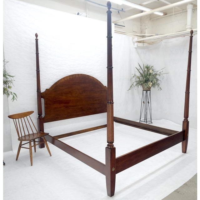 Mahogany King Size Banded Headboard Poster Bed w/ Turned Finials MINT! For Sale - Image 11 of 15