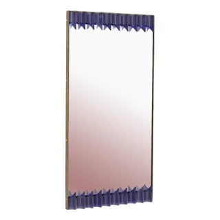 Periwinkle Murano Glass and Brass Wall Mirror, 1990s For Sale