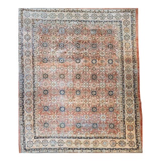 Vintage Mahal Sultanabad Rug, Hand-Knotted Wool, Geometric Pattern, 10x14, Pale Pink & Ivory For Sale