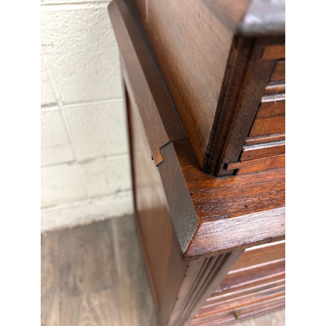 Antique Victorian Eastlake Walnut Dresser With Swivel Mirror and Marble Inlay For Sale - Image 10 of 14