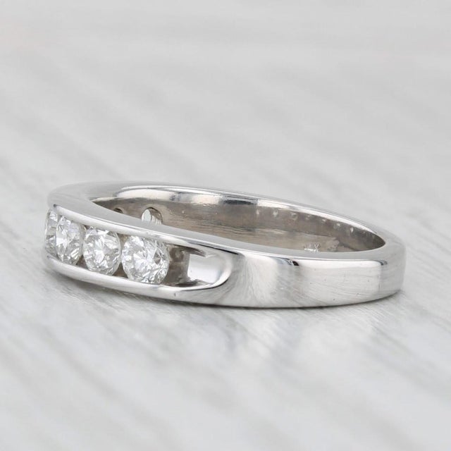 Metal 0.70ctw Channel Set Diamond Wedding Band 14k White Gold Size 5.25 Anniversary Ring For Sale - Image 7 of 8