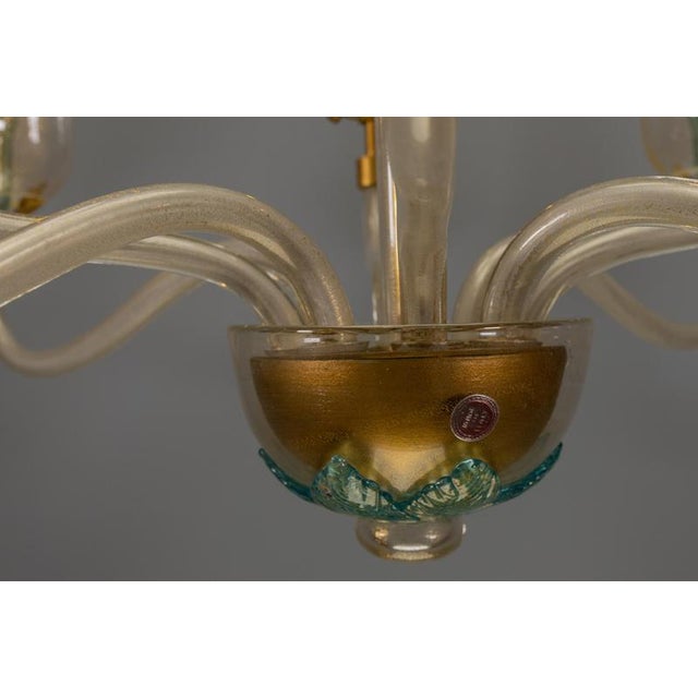 Italian Murano Glass Eight-Light Chandelier with Golden Accents, 1970s For Sale - Image 17 of 18