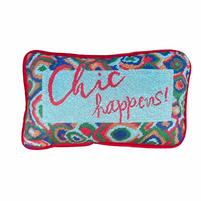 Contemporary Velvet "Chic Happens" Pillow, Custom Original For Sale - Image 3 of 4