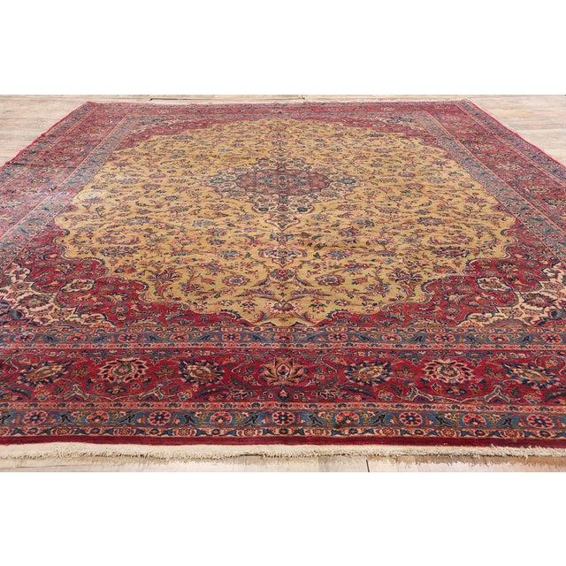 Signed Antique Persian Kashan Rug - 09'10 X 14'01 For Sale - Image 10 of 11