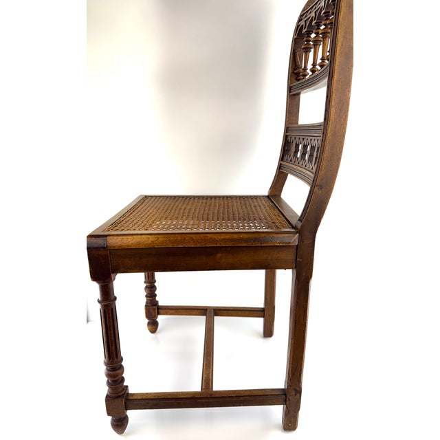 Antique Eastlake Style Walnut Caned Seat Chair With Turned Spindles For Sale - Image 9 of 11